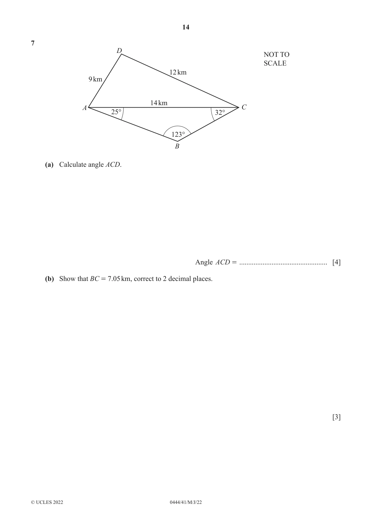 Cambridge IGCSE Mathematics (US) 0444 2022 May/June Paper 4 · Variant 1 question paper, page 14 of 20