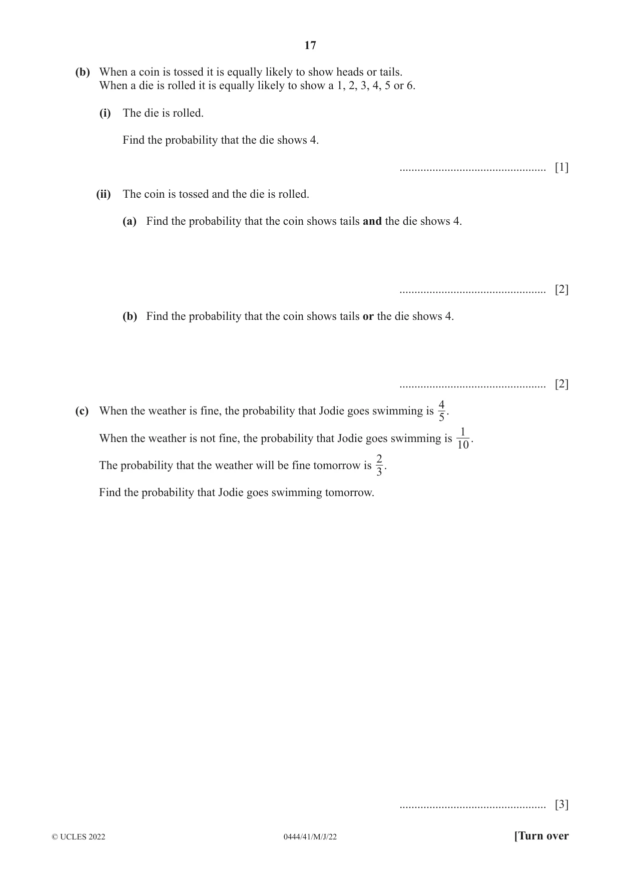 Cambridge IGCSE Mathematics (US) 0444 2022 May/June Paper 4 · Variant 1 question paper, page 17 of 20