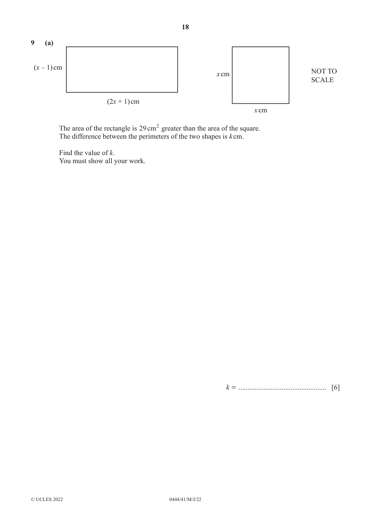 Cambridge IGCSE Mathematics (US) 0444 2022 May/June Paper 4 · Variant 1 question paper, page 18 of 20