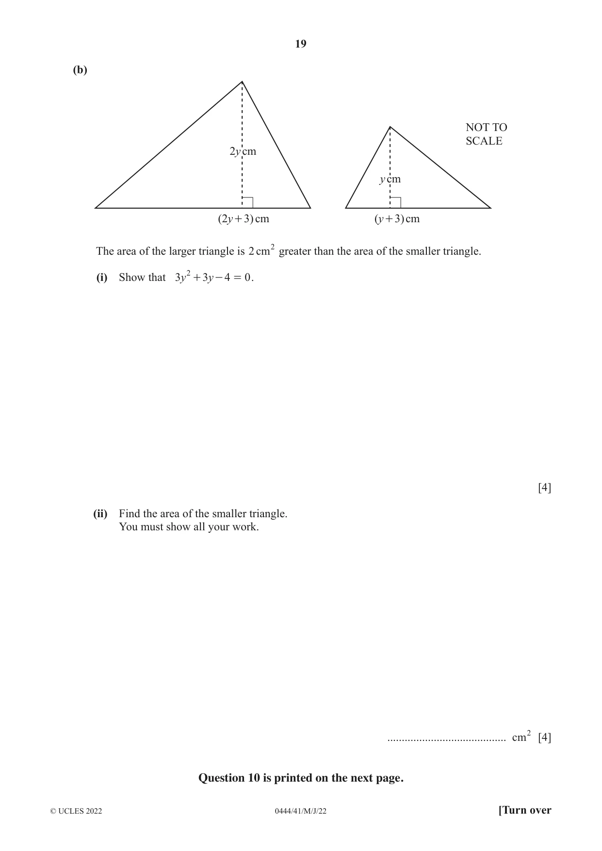 Cambridge IGCSE Mathematics (US) 0444 2022 May/June Paper 4 · Variant 1 question paper, page 19 of 20