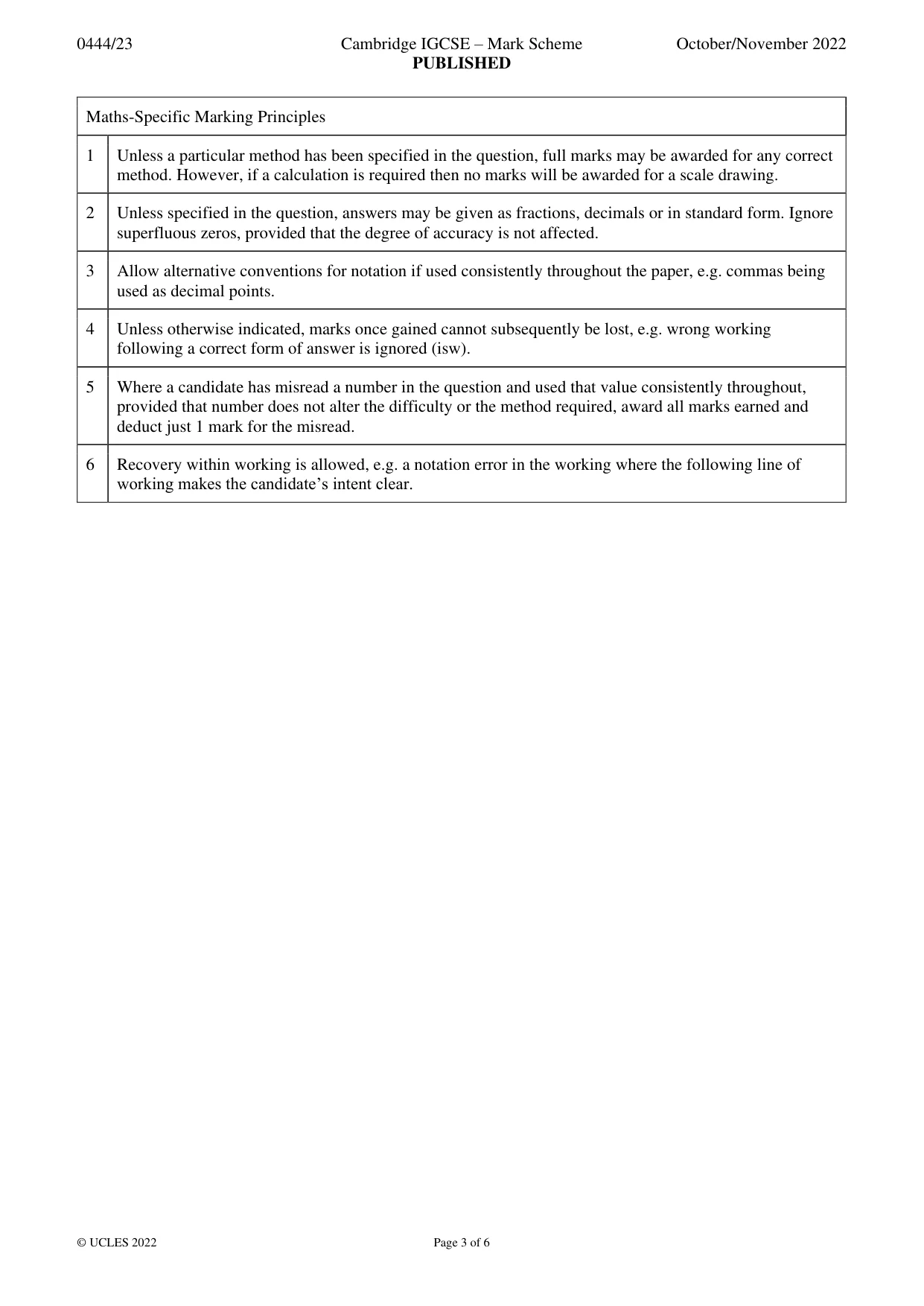 Mark scheme, page 3 of 6