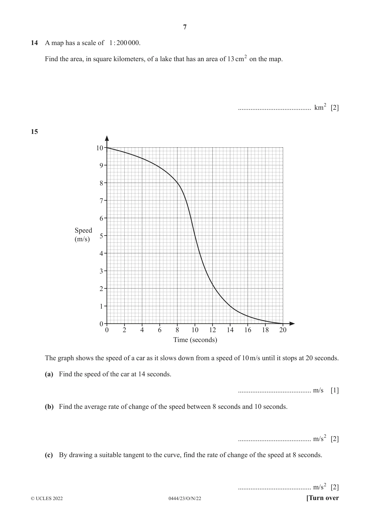 Cambridge IGCSE Mathematics (US) 0444 2022 Oct/Nov Paper 2 · Variant 3 question paper, page 7 of 12