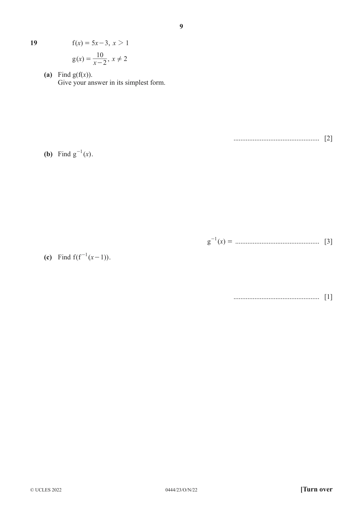 Cambridge IGCSE Mathematics (US) 0444 2022 Oct/Nov Paper 2 · Variant 3 question paper, page 9 of 12