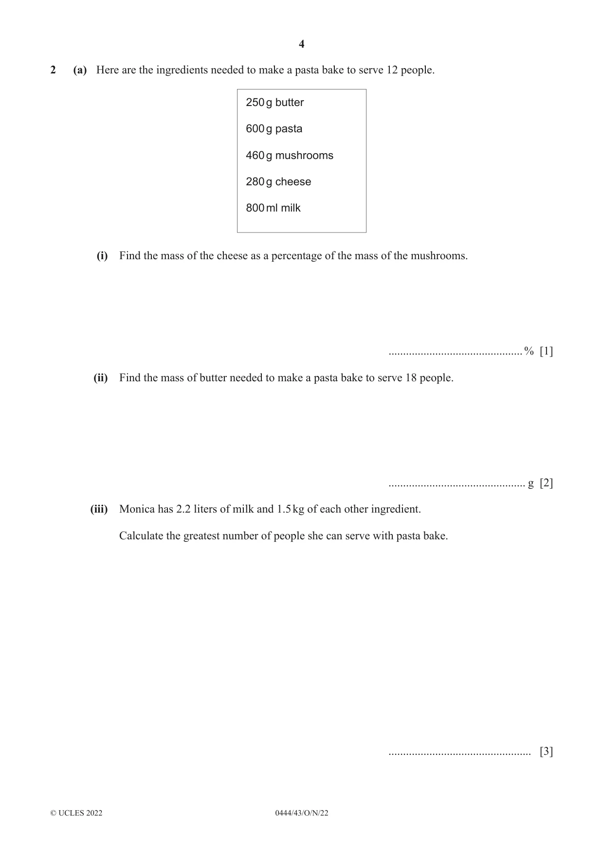 Cambridge IGCSE Mathematics (US) 0444 2022 Oct/Nov Paper 4 · Variant 3 question paper, page 4 of 20
