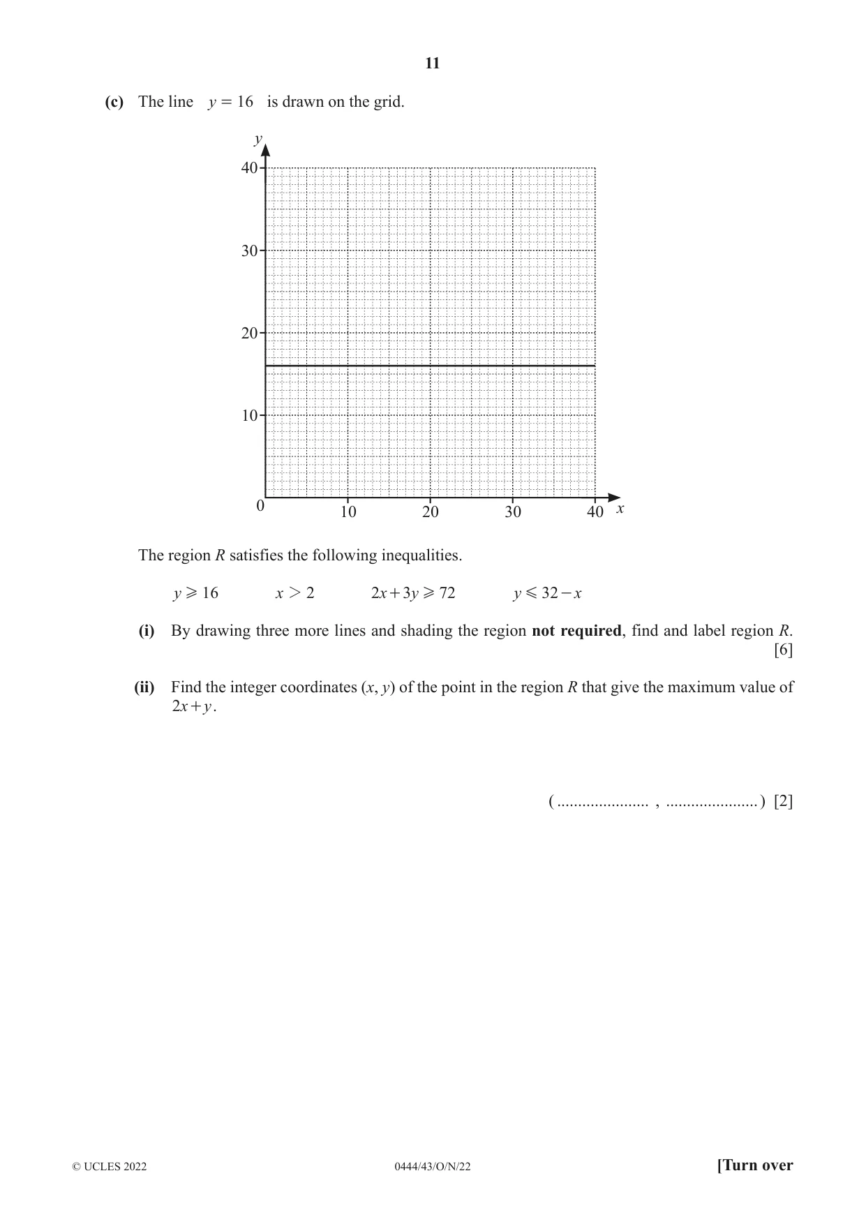 Cambridge IGCSE Mathematics (US) 0444 2022 Oct/Nov Paper 4 · Variant 3 question paper, page 11 of 20