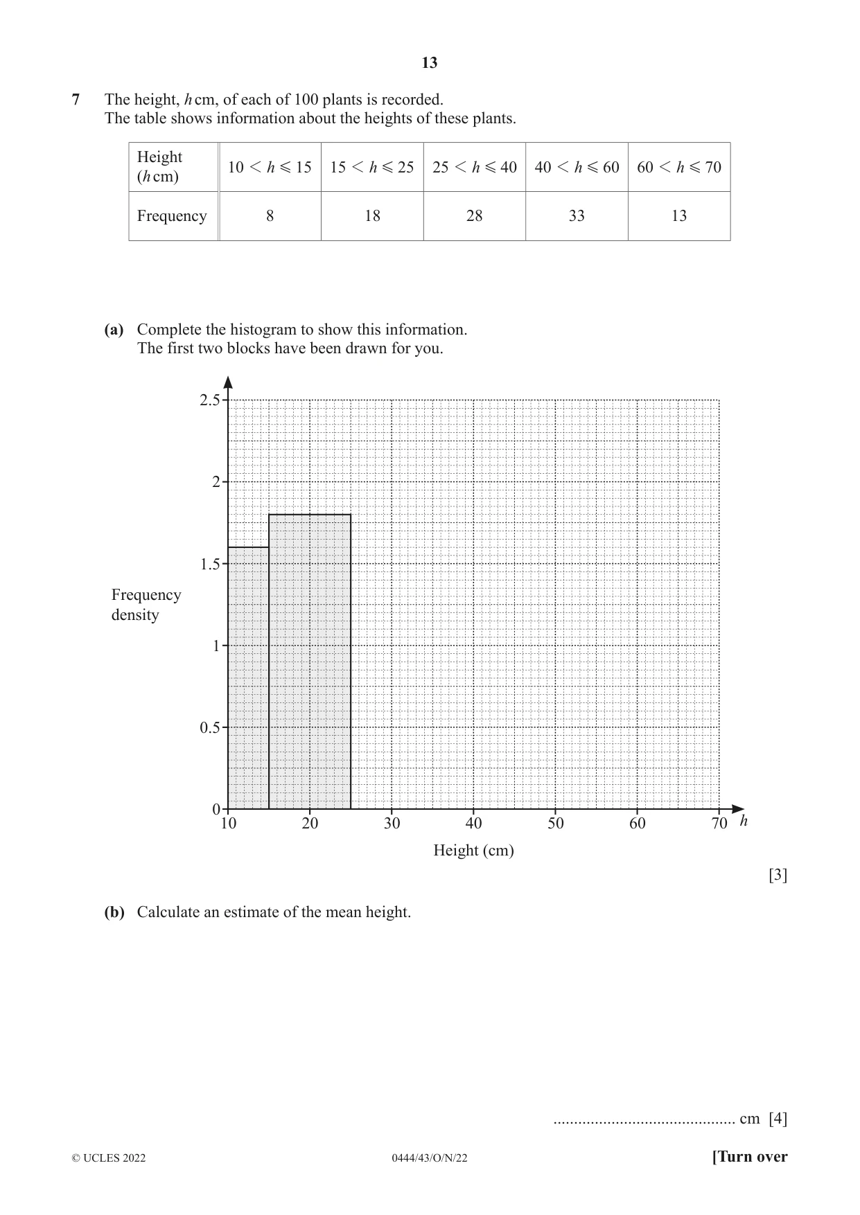 Cambridge IGCSE Mathematics (US) 0444 2022 Oct/Nov Paper 4 · Variant 3 question paper, page 13 of 20