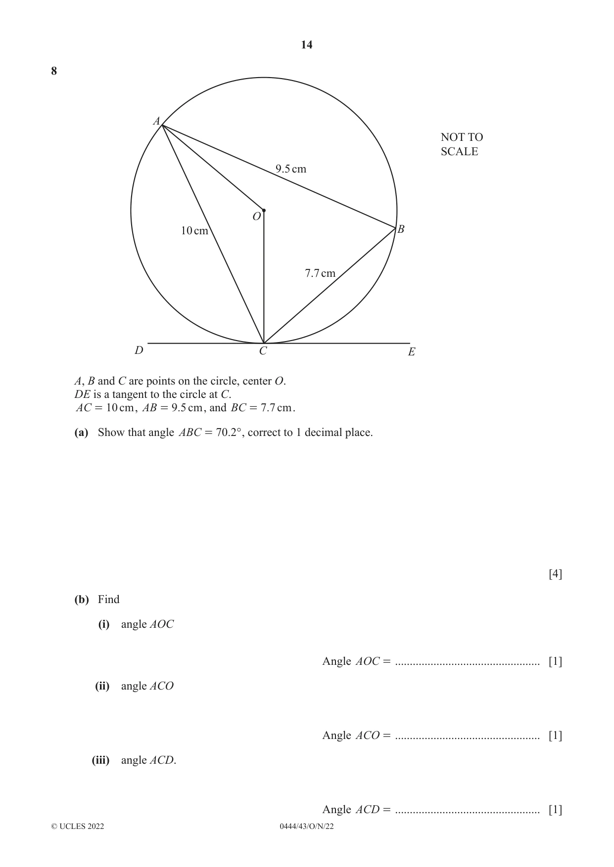 Cambridge IGCSE Mathematics (US) 0444 2022 Oct/Nov Paper 4 · Variant 3 question paper, page 14 of 20