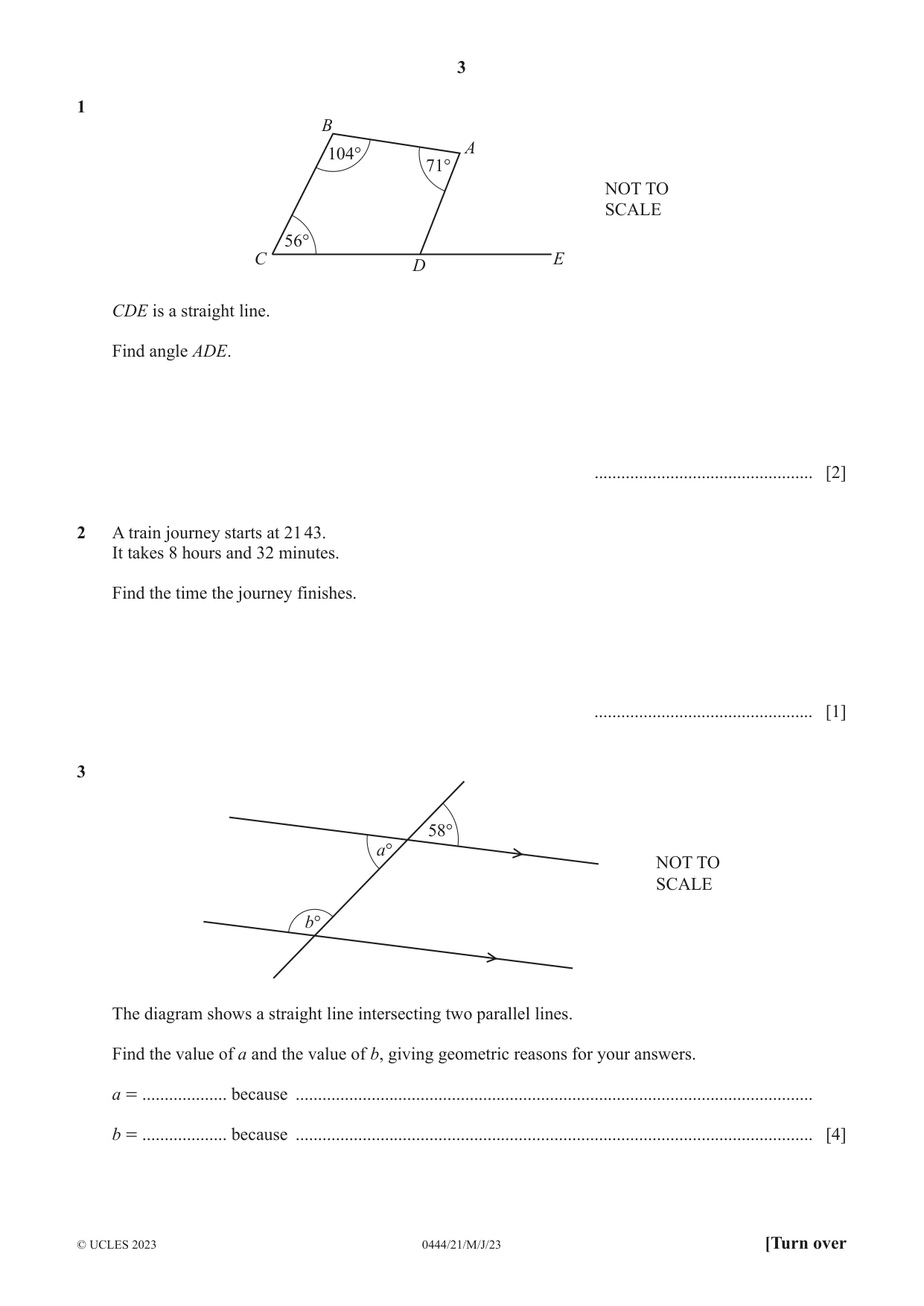 Cambridge IGCSE Mathematics (US) 0444 2023 May/June Paper 2 · Variant 1 question paper, page 3 of 12