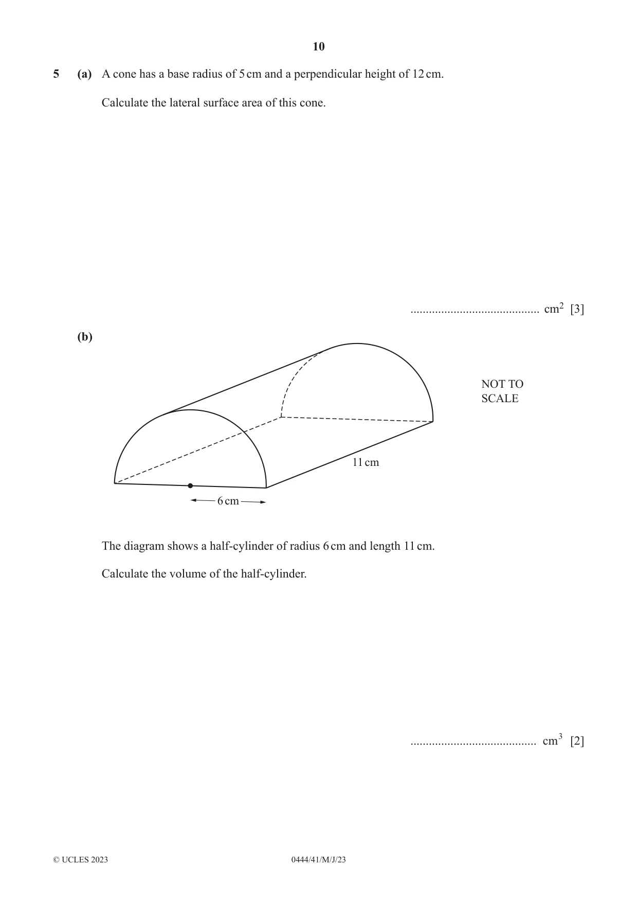 Cambridge IGCSE Mathematics (US) 0444 2023 May/June Paper 4 · Variant 1 question paper, page 10 of 20