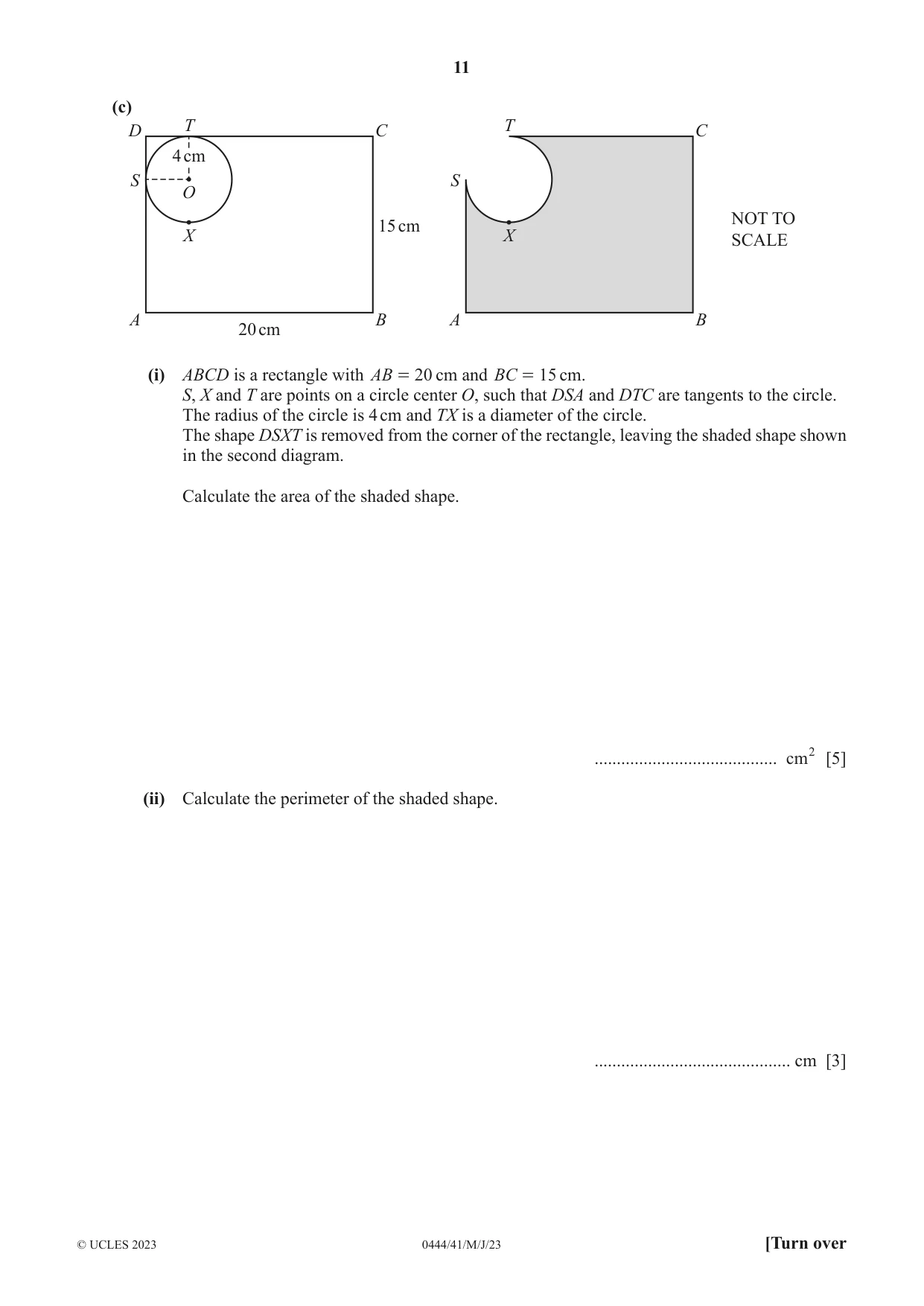 Cambridge IGCSE Mathematics (US) 0444 2023 May/June Paper 4 · Variant 1 question paper, page 11 of 20