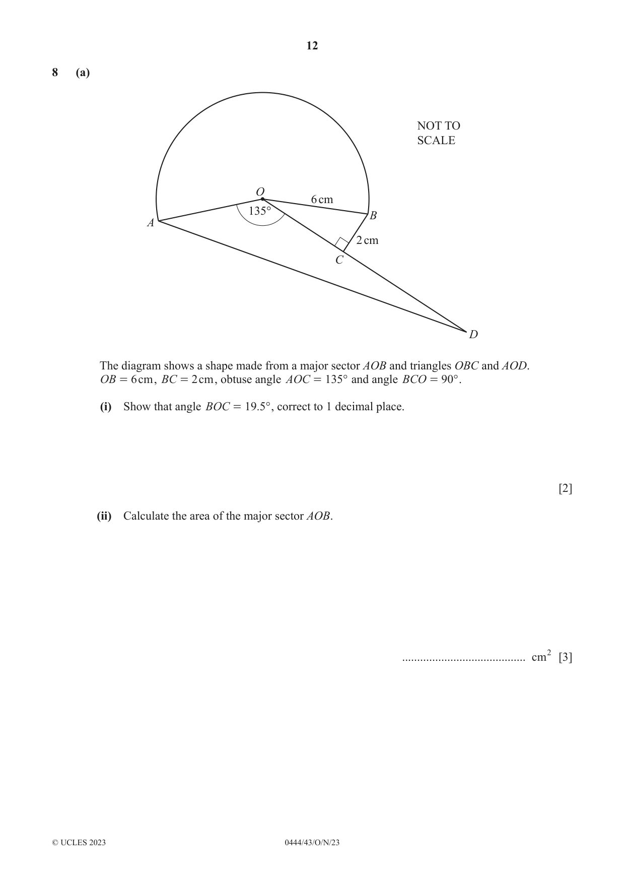 Cambridge IGCSE Mathematics (US) 0444 2023 Oct/Nov Paper 4 · Variant 3 question paper, page 12 of 20