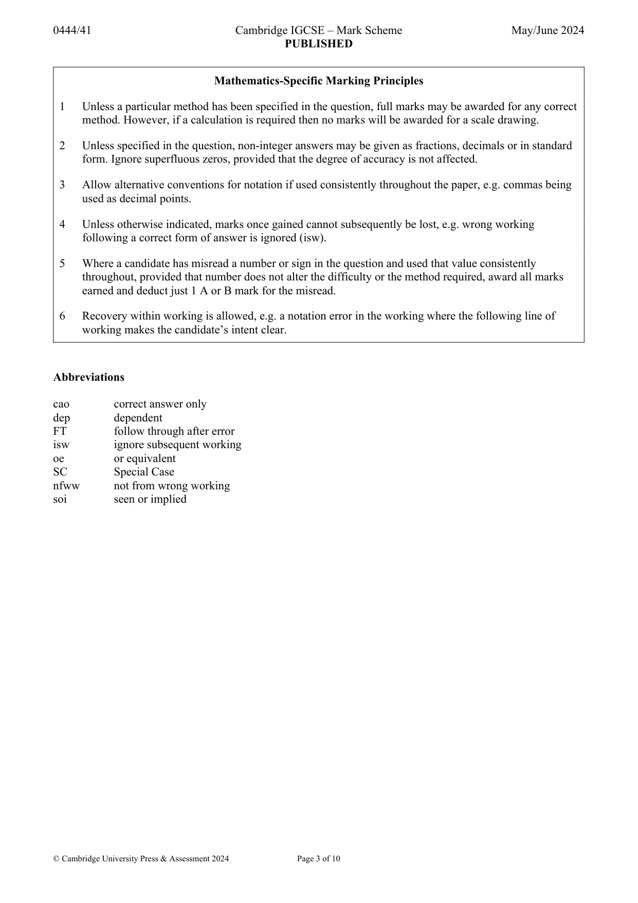 Mark scheme, page 3 of 10