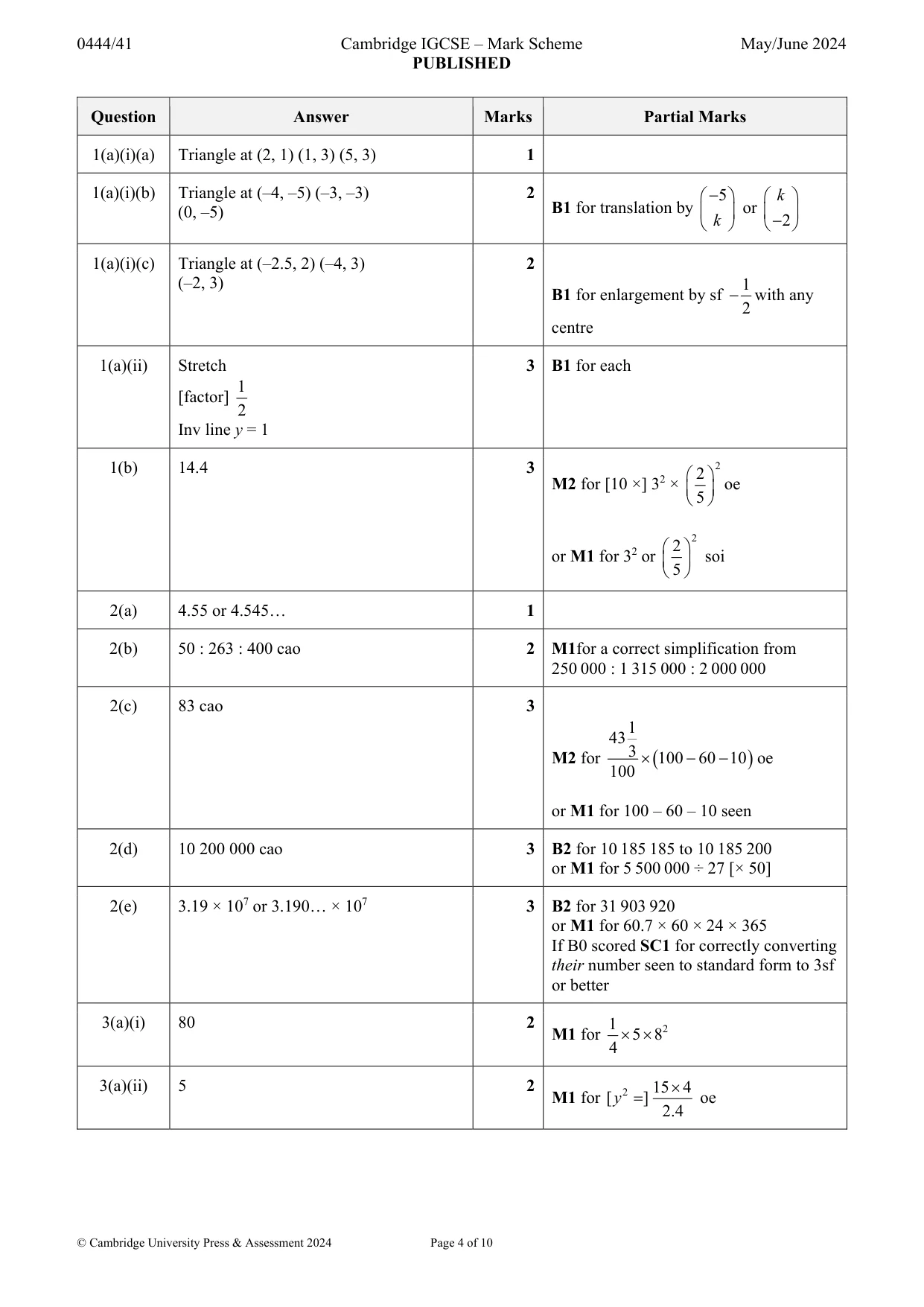 Mark scheme, page 4 of 10