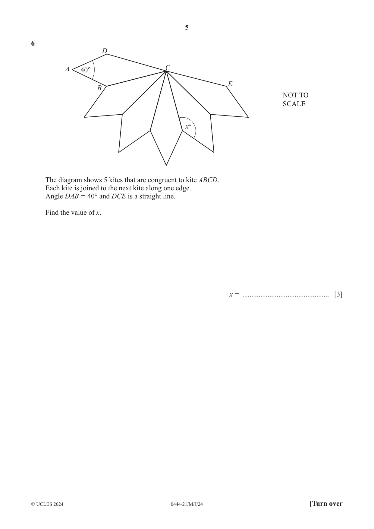 Cambridge IGCSE Mathematics (US) 0444 2024 May/June Paper 2 · Variant 1 question paper, page 5 of 16