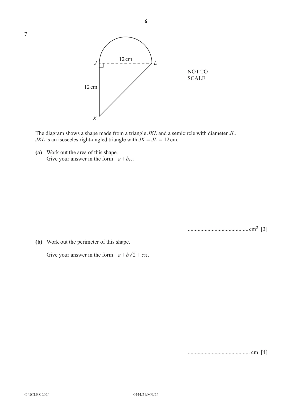 Cambridge IGCSE Mathematics (US) 0444 2024 May/June Paper 2 · Variant 1 question paper, page 6 of 16
