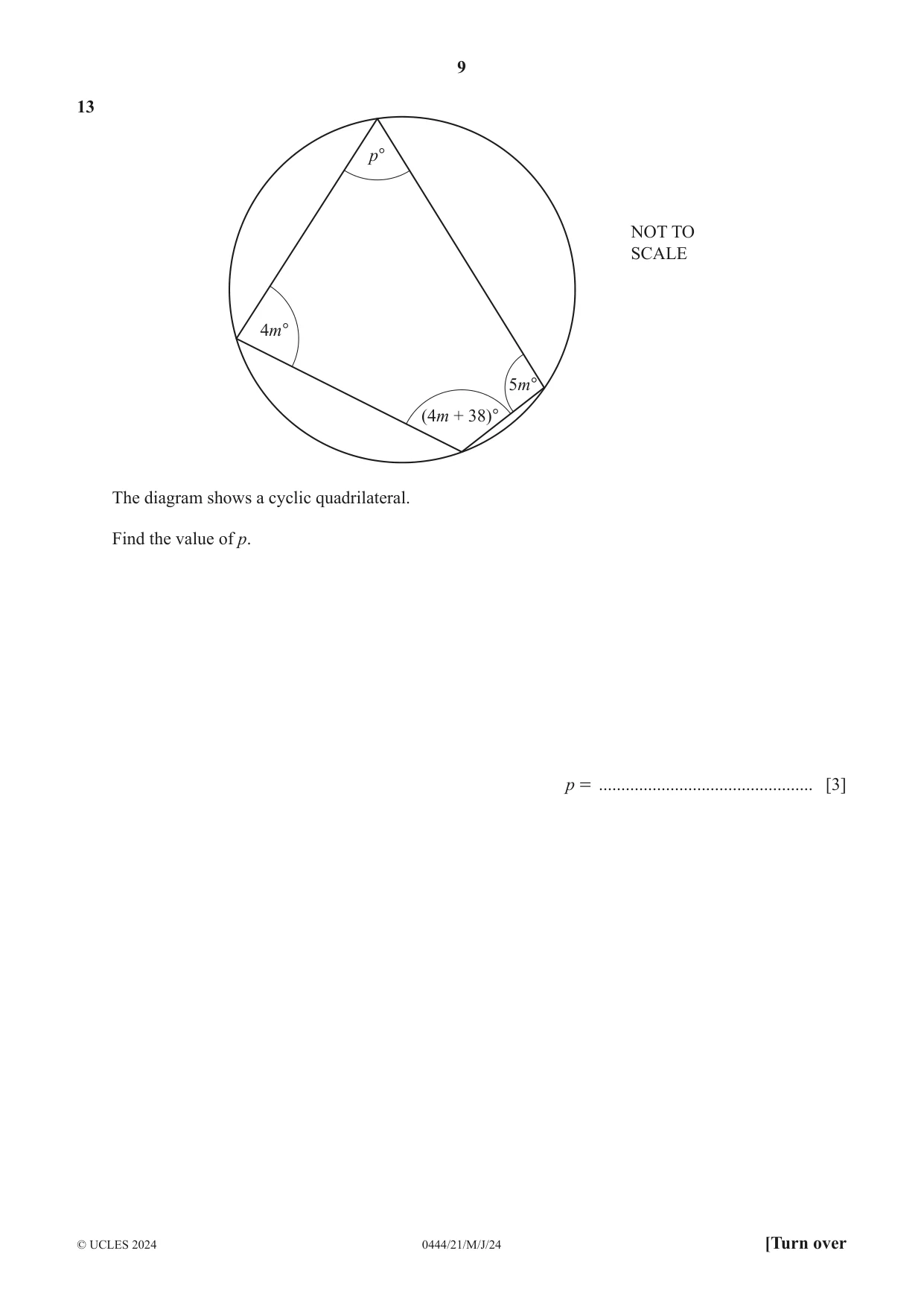 Cambridge IGCSE Mathematics (US) 0444 2024 May/June Paper 2 · Variant 1 question paper, page 9 of 16