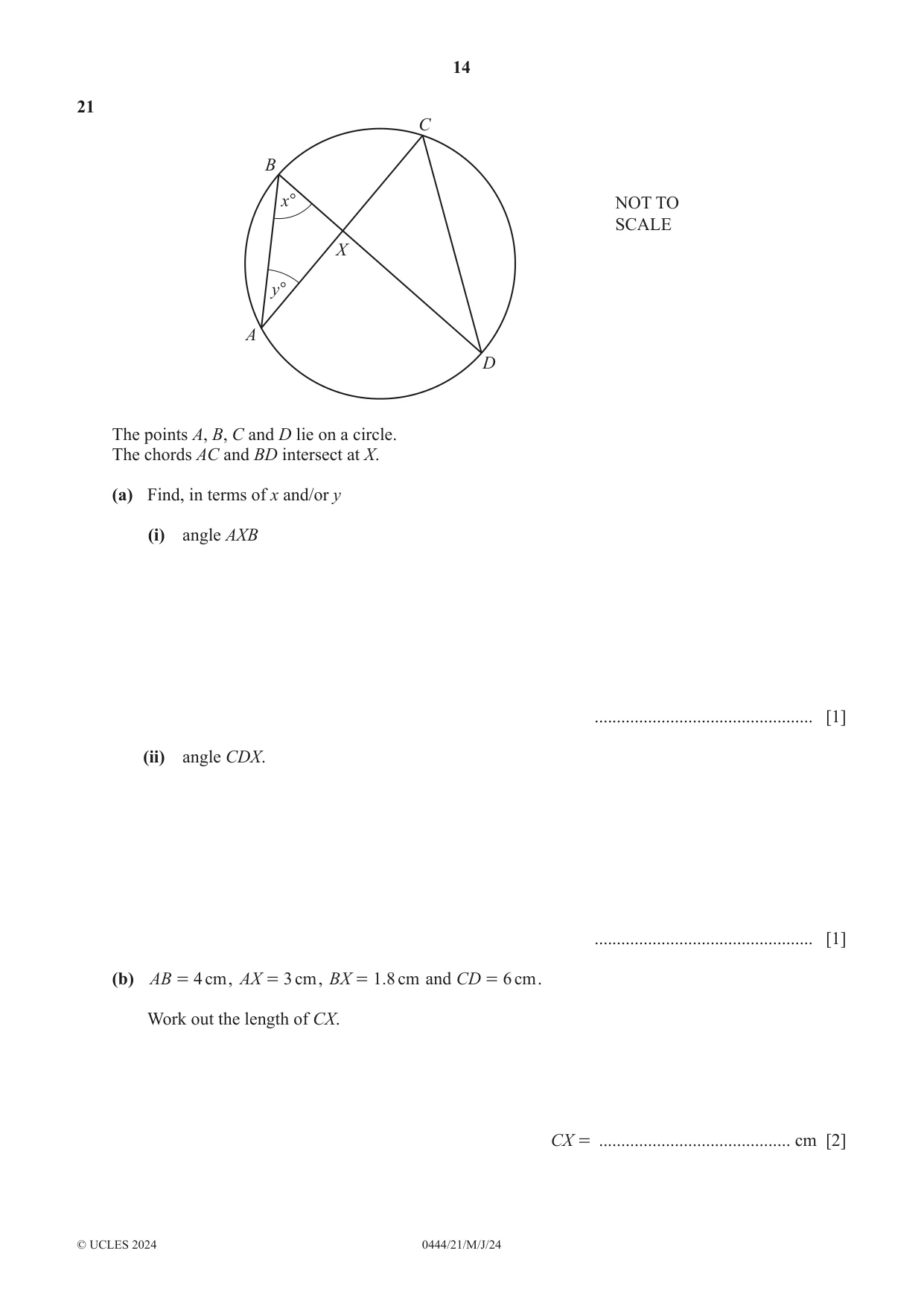 Cambridge IGCSE Mathematics (US) 0444 2024 May/June Paper 2 · Variant 1 question paper, page 14 of 16