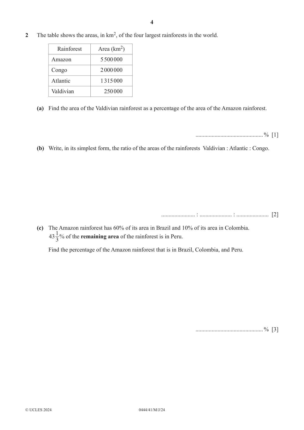 Cambridge IGCSE Mathematics (US) 0444 2024 May/June Paper 4 · Variant 1 question paper, page 4 of 20