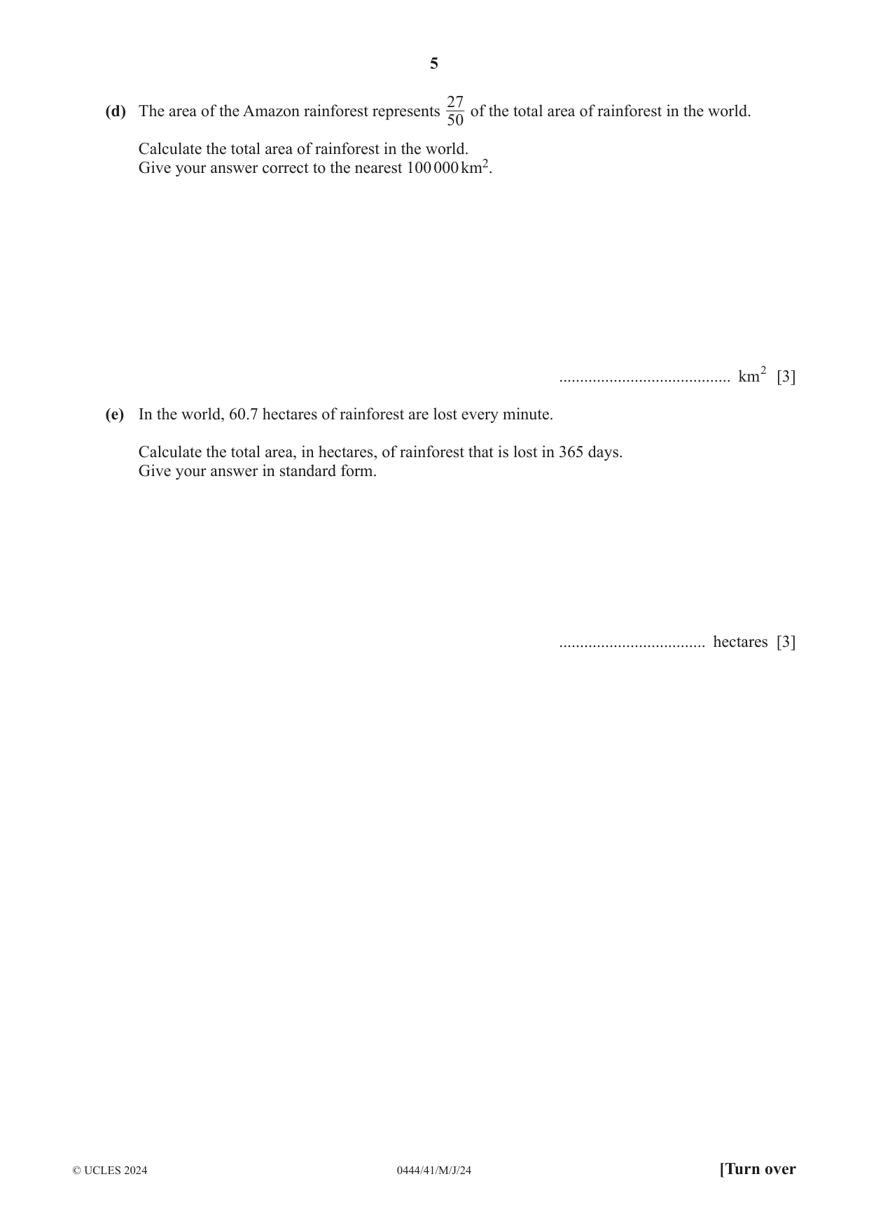 Cambridge IGCSE Mathematics (US) 0444 2024 May/June Paper 4 · Variant 1 question paper, page 5 of 20
