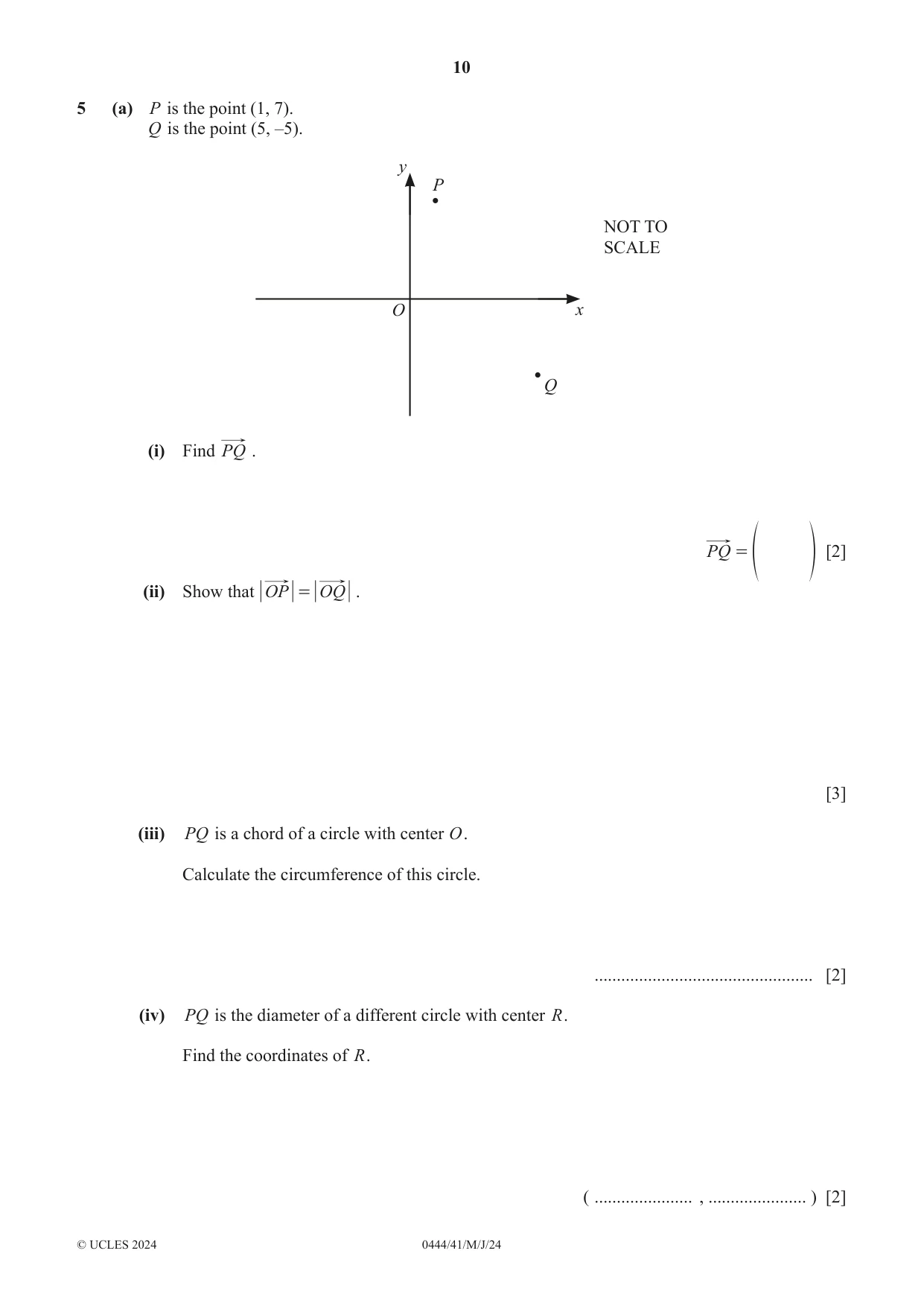 Cambridge IGCSE Mathematics (US) 0444 2024 May/June Paper 4 · Variant 1 question paper, page 10 of 20