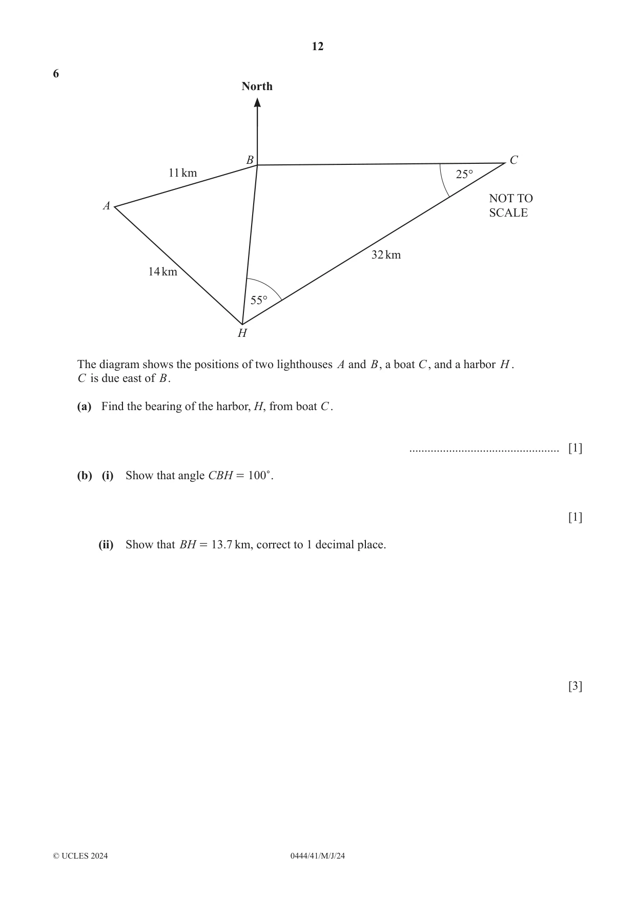 Cambridge IGCSE Mathematics (US) 0444 2024 May/June Paper 4 · Variant 1 question paper, page 12 of 20