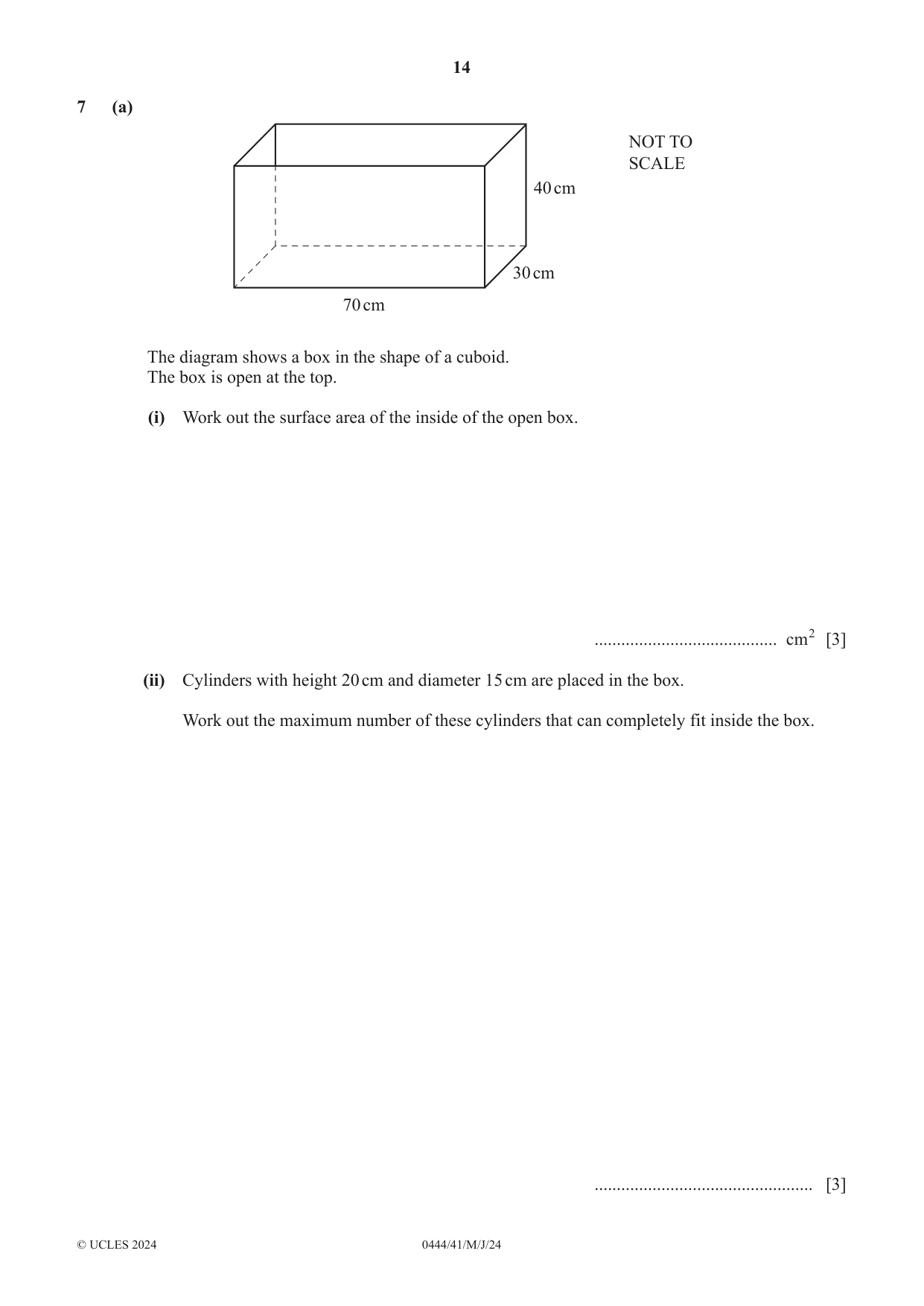 Cambridge IGCSE Mathematics (US) 0444 2024 May/June Paper 4 · Variant 1 question paper, page 14 of 20