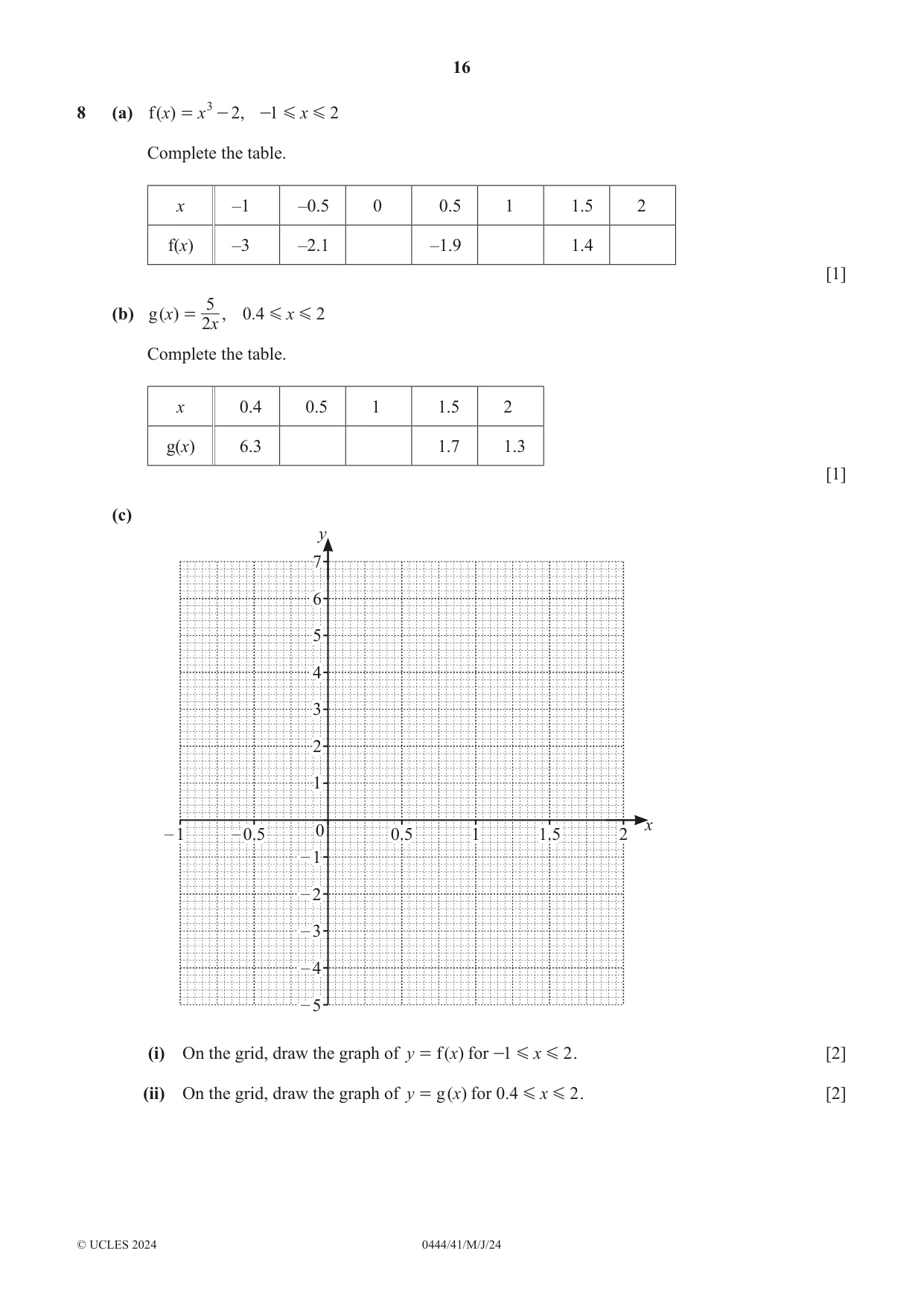 Cambridge IGCSE Mathematics (US) 0444 2024 May/June Paper 4 · Variant 1 question paper, page 16 of 20