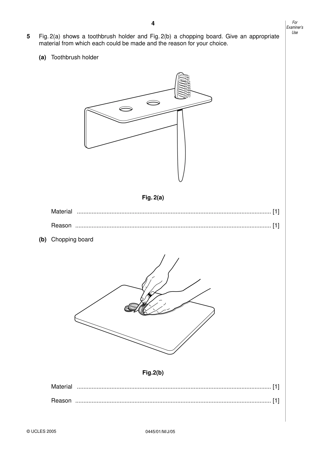 Cambridge IGCSE Design and Technology 0445 2005 May/June Paper 1 · Variant 1 question paper, page 4 of 12