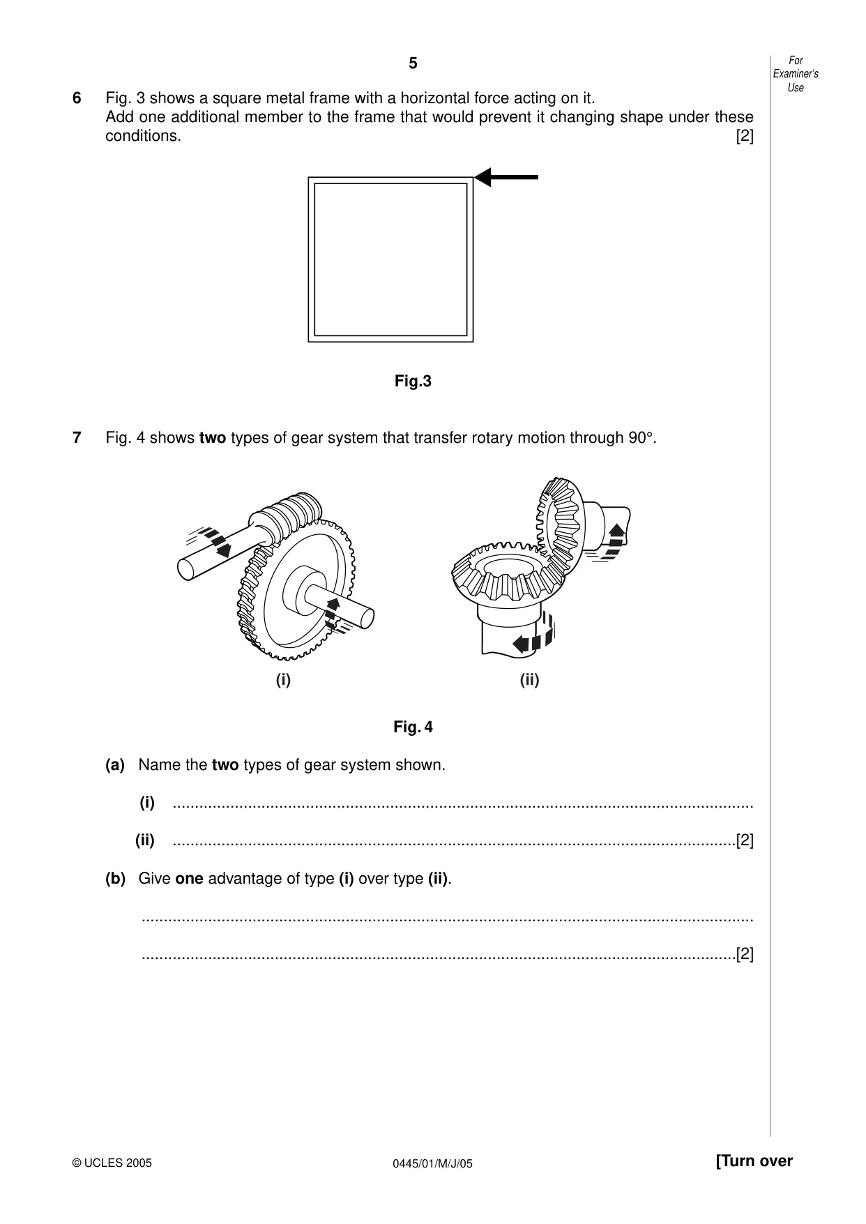 Cambridge IGCSE Design and Technology 0445 2005 May/June Paper 1 · Variant 1 question paper, page 5 of 12