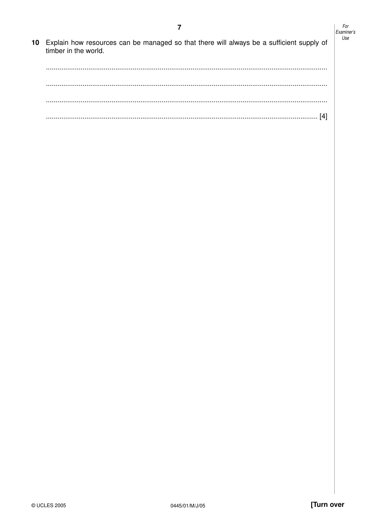 Cambridge IGCSE Design and Technology 0445 2005 May/June Paper 1 · Variant 1 question paper, page 7 of 12