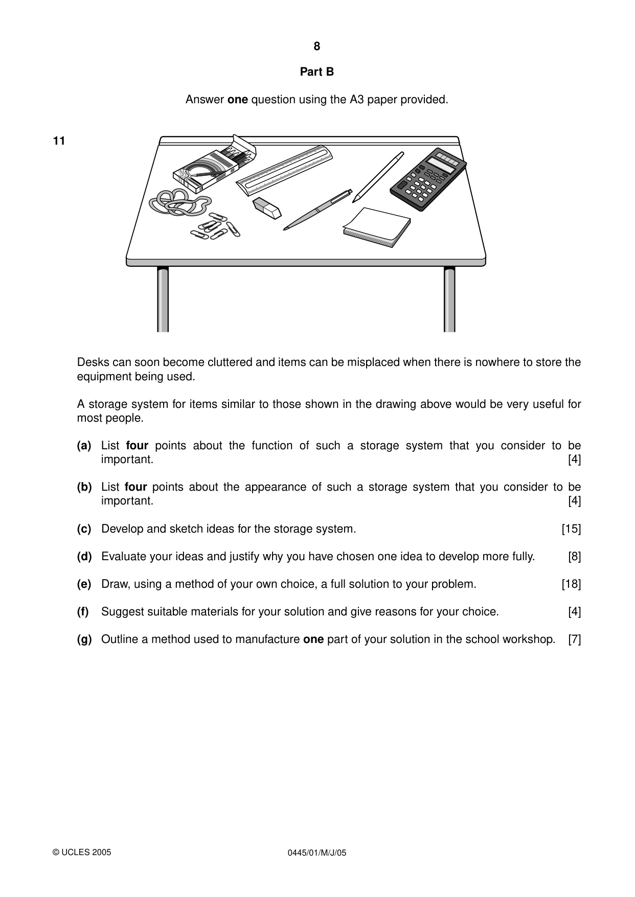 Cambridge IGCSE Design and Technology 0445 2005 May/June Paper 1 · Variant 1 question paper, page 8 of 12