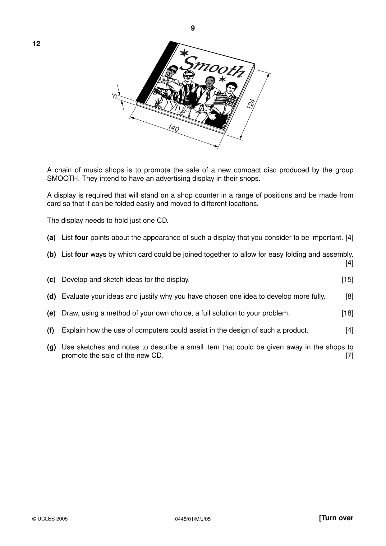 Cambridge IGCSE Design and Technology 0445 2005 May/June Paper 1 · Variant 1 question paper, page 9 of 12