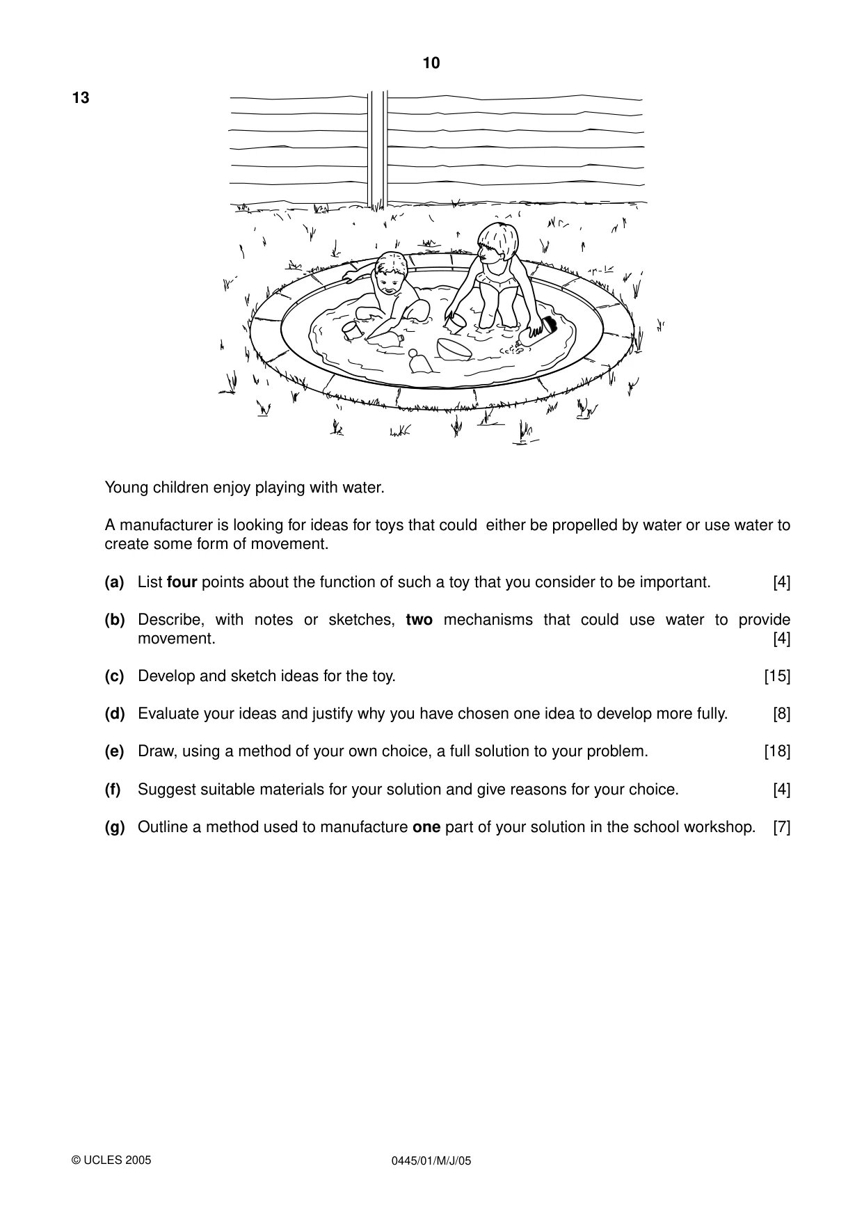 Cambridge IGCSE Design and Technology 0445 2005 May/June Paper 1 · Variant 1 question paper, page 10 of 12