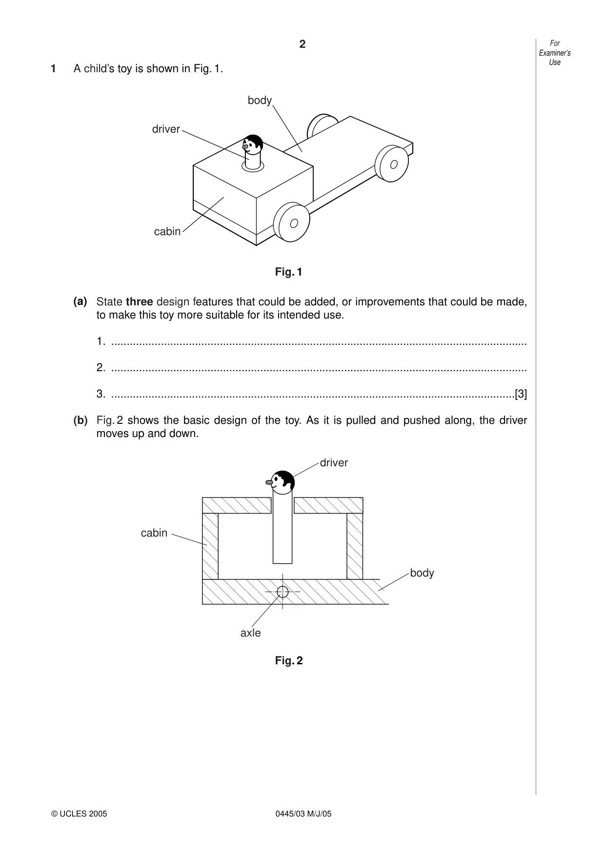 Cambridge IGCSE Design and Technology 0445 2005 May/June Paper 3 · Variant 1 question paper, page 2 of 16
