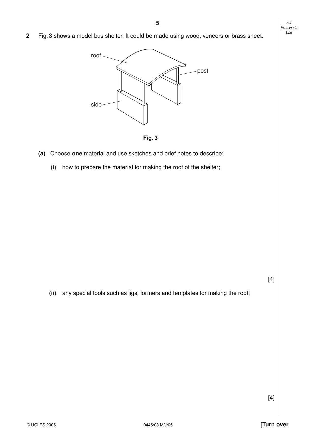 Cambridge IGCSE Design and Technology 0445 2005 May/June Paper 3 · Variant 1 question paper, page 5 of 16