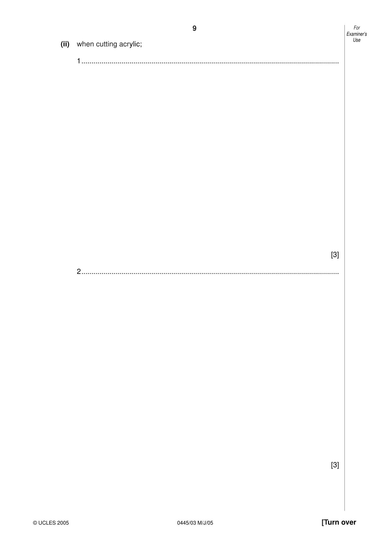Cambridge IGCSE Design and Technology 0445 2005 May/June Paper 3 · Variant 1 question paper, page 9 of 16