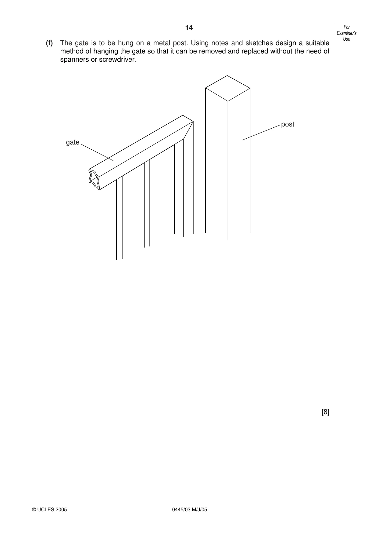 Cambridge IGCSE Design and Technology 0445 2005 May/June Paper 3 · Variant 1 question paper, page 14 of 16