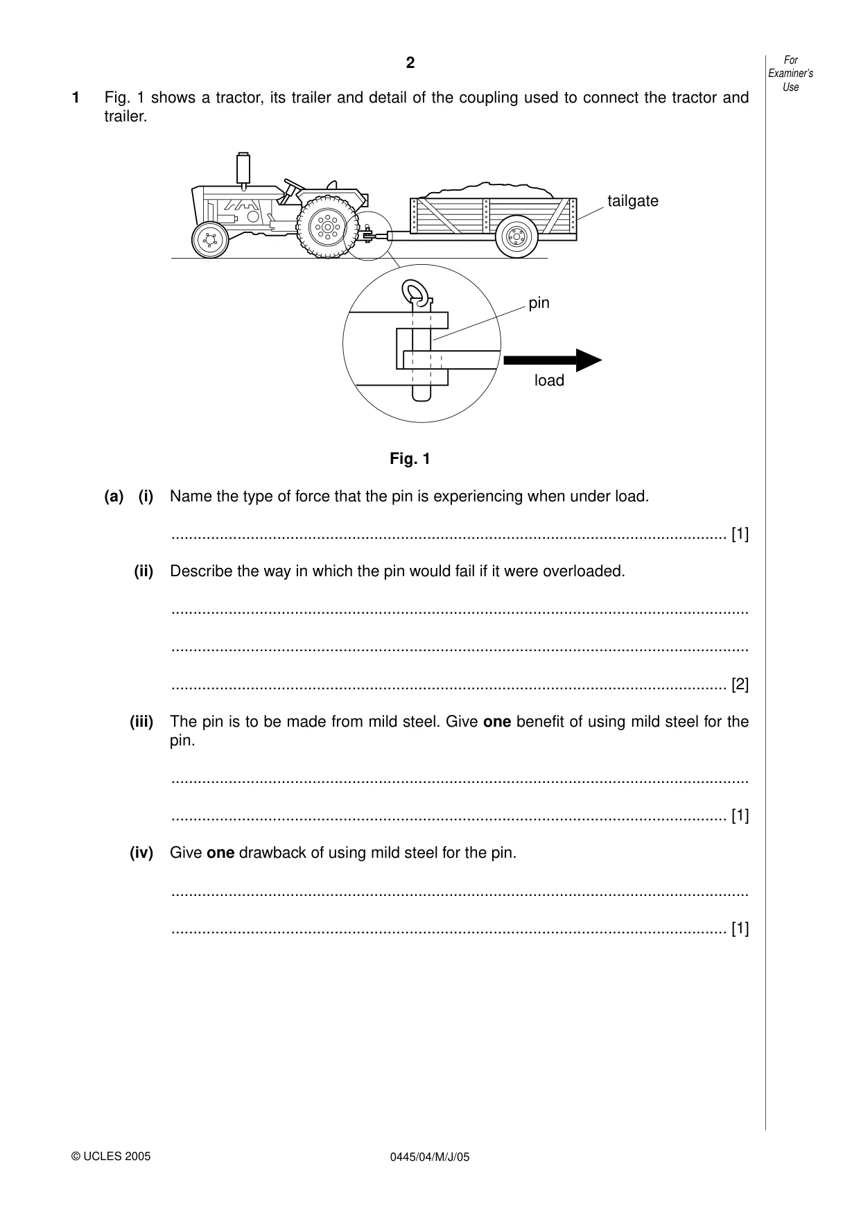 Cambridge IGCSE Design and Technology 0445 2005 May/June Paper 4 · Variant 1 question paper, page 2 of 20