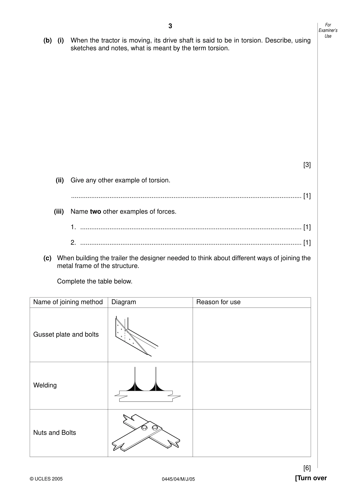 Cambridge IGCSE Design and Technology 0445 2005 May/June Paper 4 · Variant 1 question paper, page 3 of 20