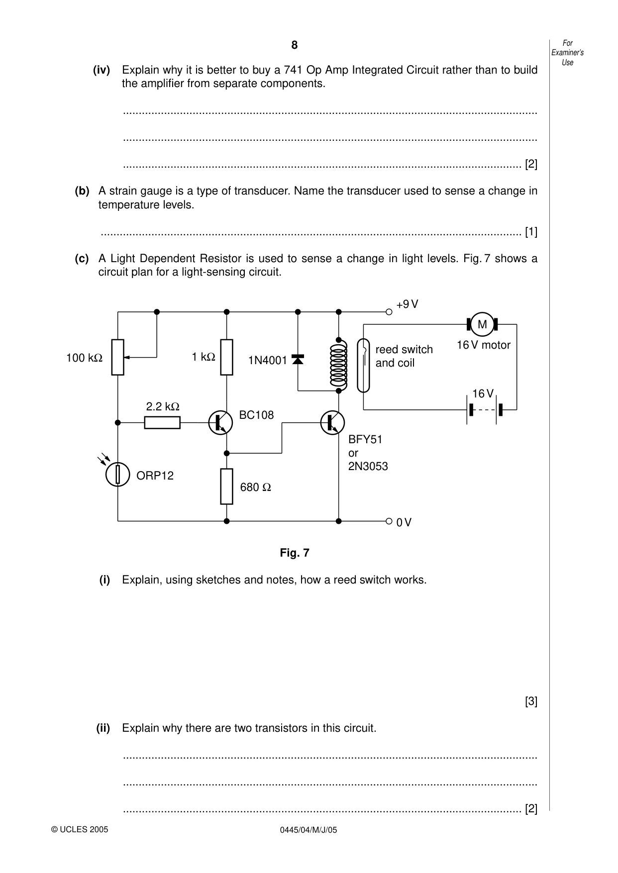 Cambridge IGCSE Design and Technology 0445 2005 May/June Paper 4 · Variant 1 question paper, page 8 of 20