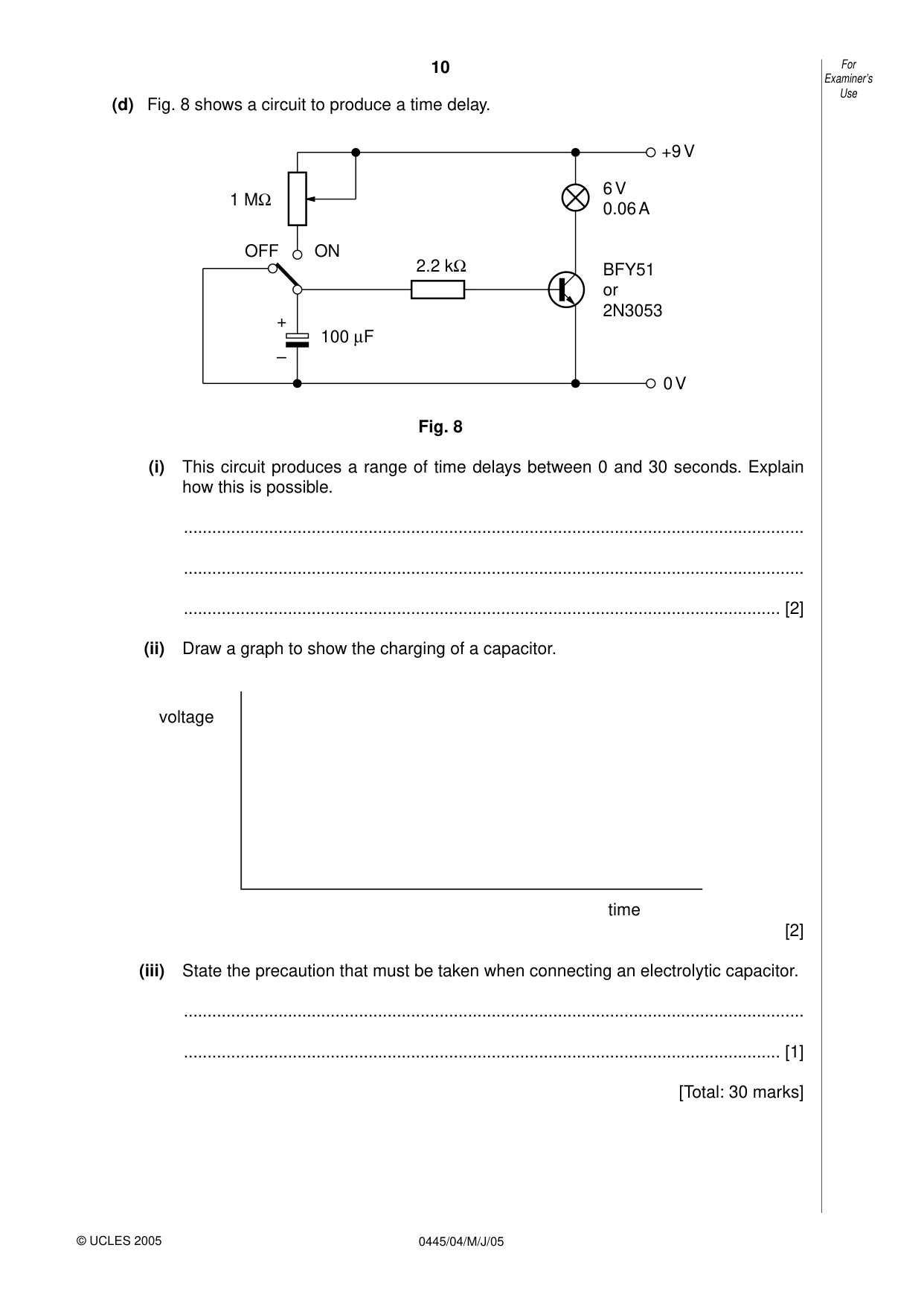 Cambridge IGCSE Design and Technology 0445 2005 May/June Paper 4 · Variant 1 question paper, page 10 of 20