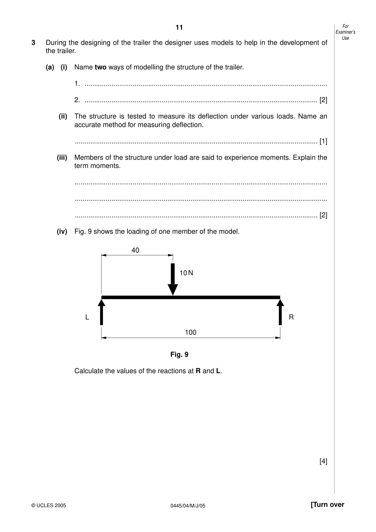 Cambridge IGCSE Design and Technology 0445 2005 May/June Paper 4 · Variant 1 question paper, page 11 of 20