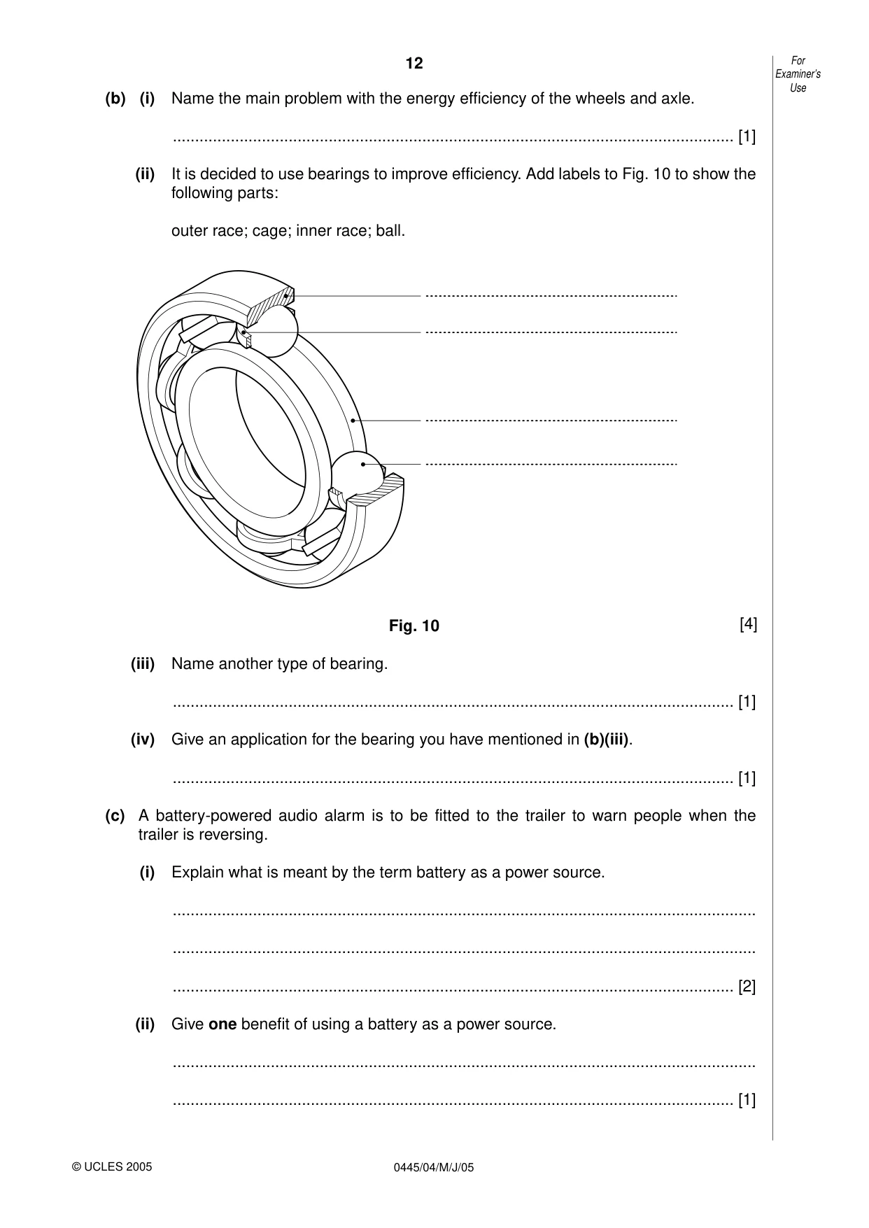 Cambridge IGCSE Design and Technology 0445 2005 May/June Paper 4 · Variant 1 question paper, page 12 of 20