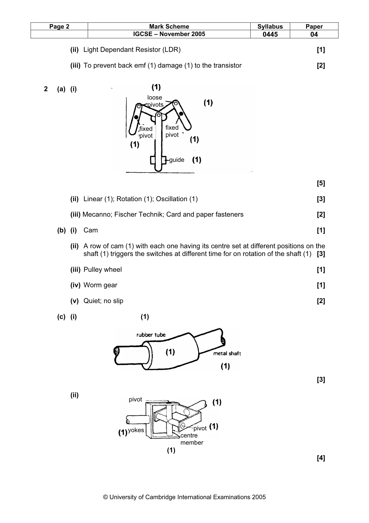 Mark scheme, page 3 of 6