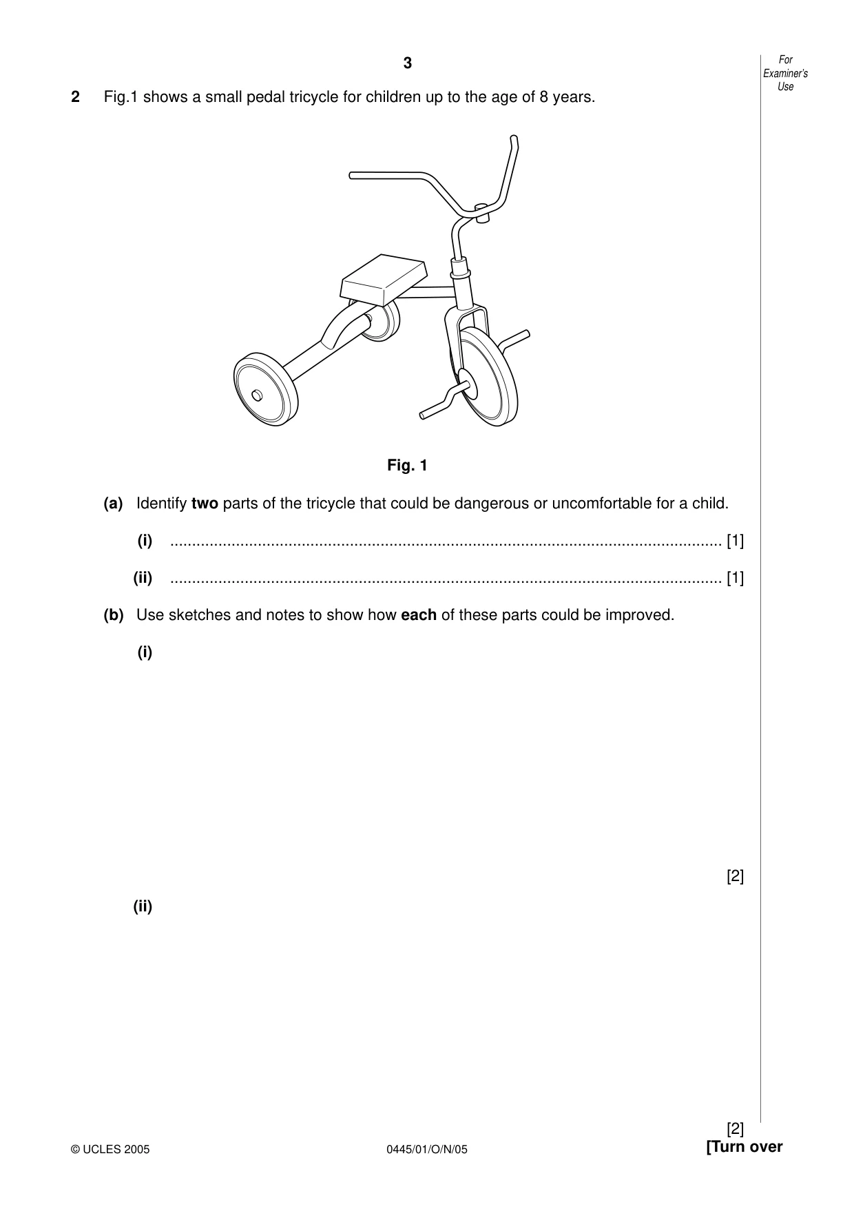 Cambridge IGCSE Design and Technology 0445 2005 Oct/Nov Paper 1 · Variant 1 question paper, page 3 of 12