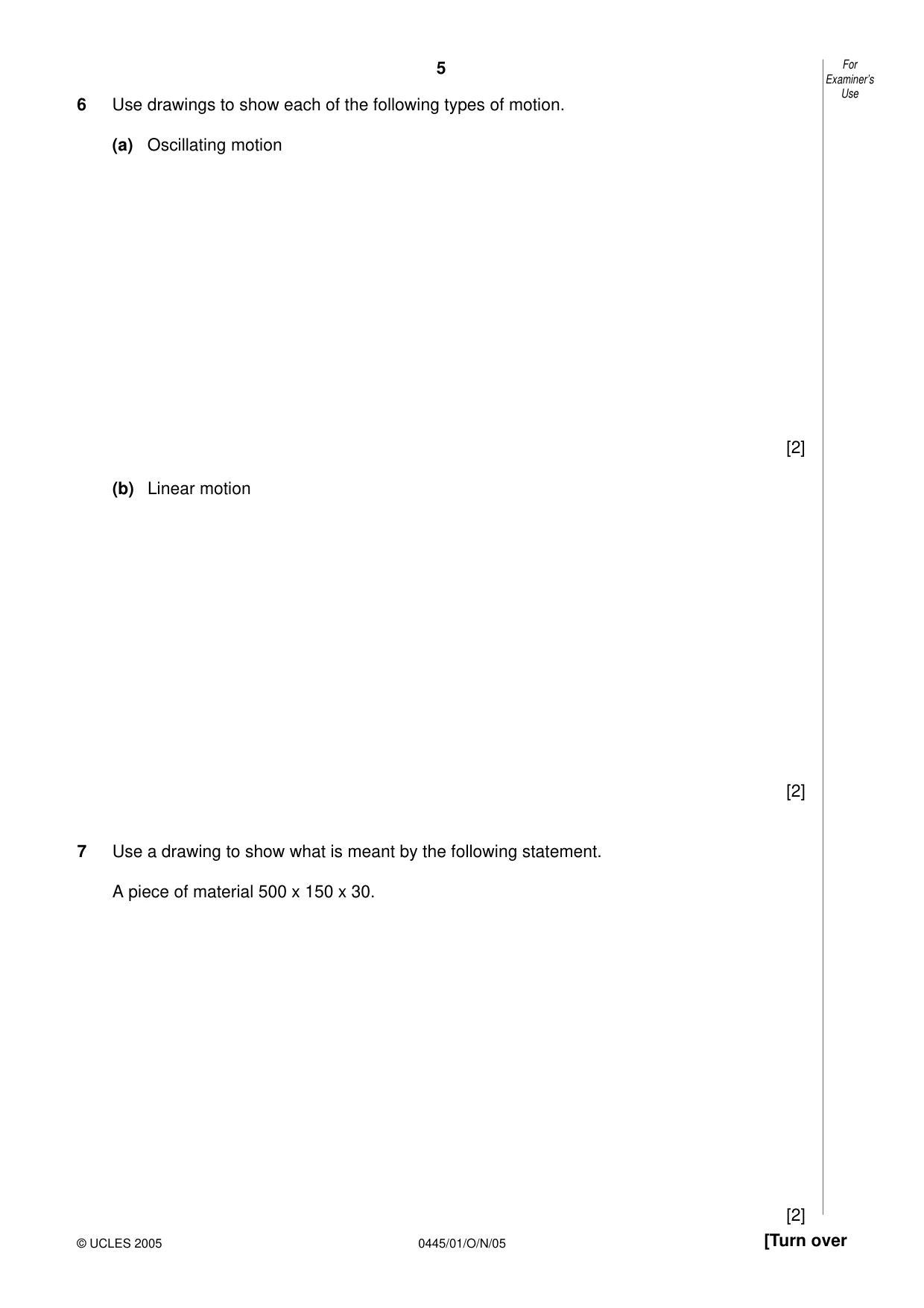 Cambridge IGCSE Design and Technology 0445 2005 Oct/Nov Paper 1 · Variant 1 question paper, page 5 of 12
