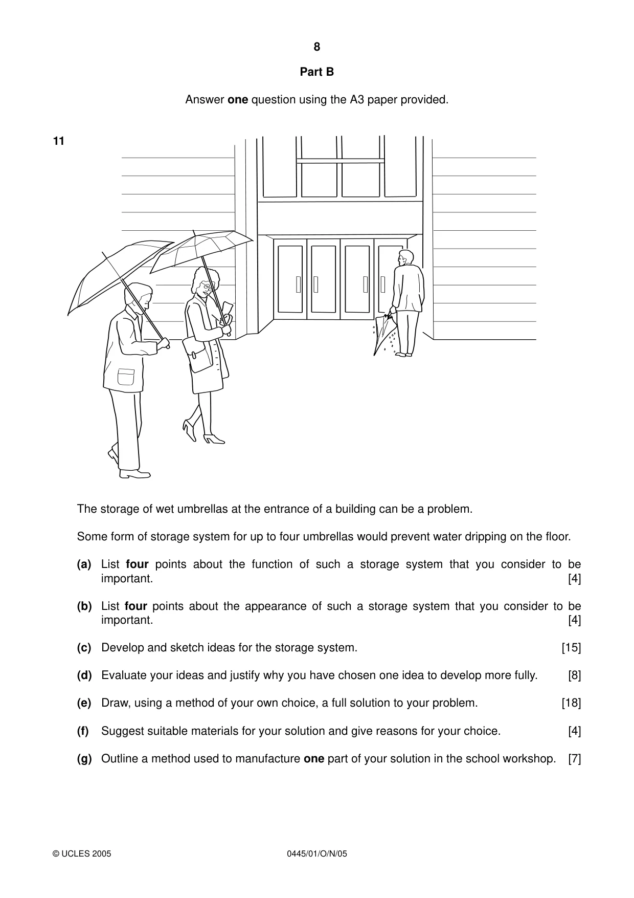 Cambridge IGCSE Design and Technology 0445 2005 Oct/Nov Paper 1 · Variant 1 question paper, page 8 of 12