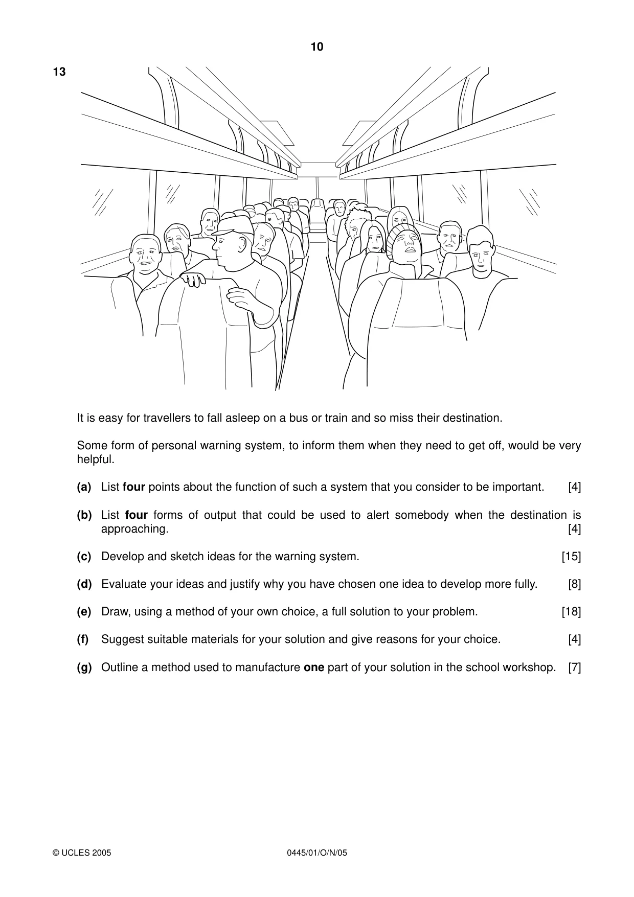 Cambridge IGCSE Design and Technology 0445 2005 Oct/Nov Paper 1 · Variant 1 question paper, page 10 of 12