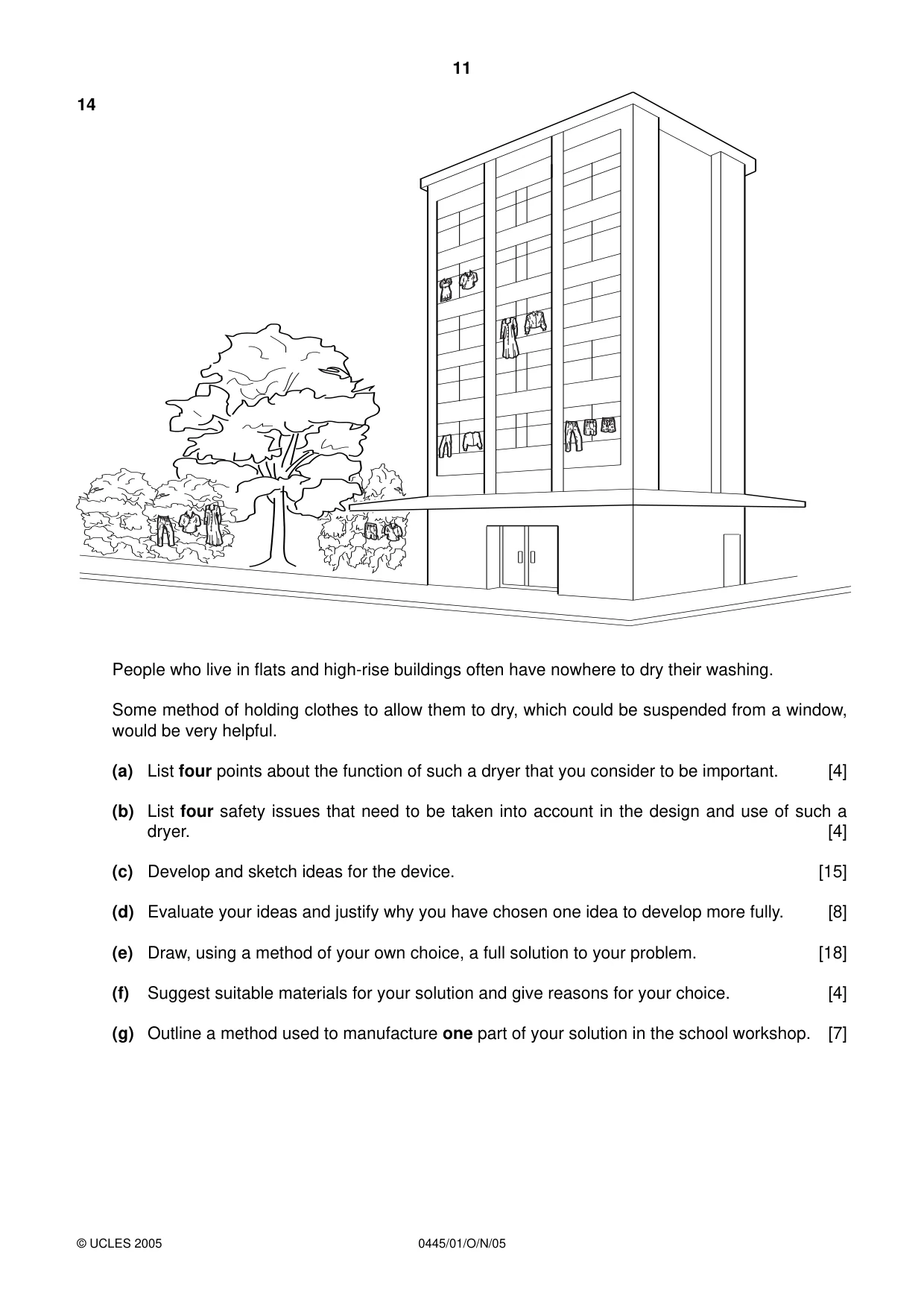 Cambridge IGCSE Design and Technology 0445 2005 Oct/Nov Paper 1 · Variant 1 question paper, page 11 of 12
