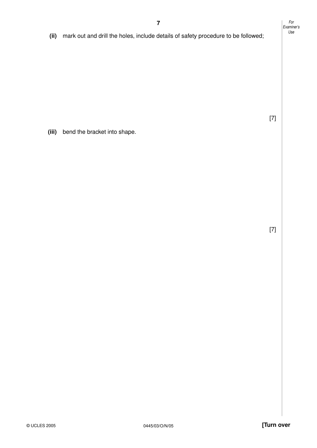 Cambridge IGCSE Design and Technology 0445 2005 Oct/Nov Paper 3 · Variant 1 question paper, page 7 of 16